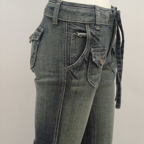 See thru Soul Womens Jeans Flare, Belted, Stretch - Picture 7 of 10